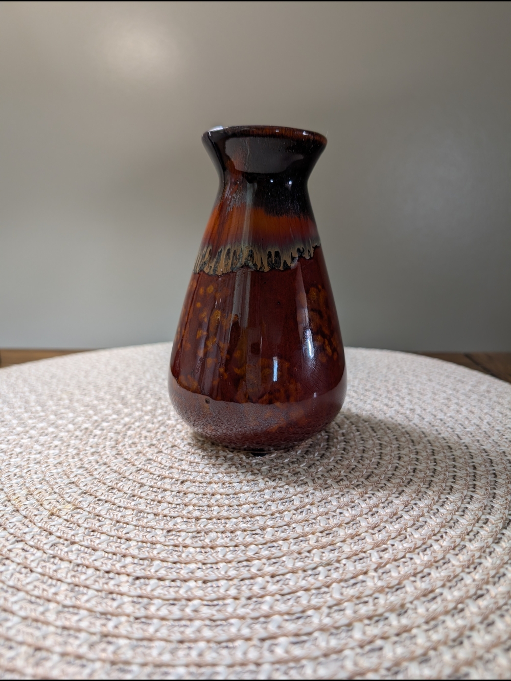 Small Retro Brown Drip Pottery Vase – Grandmillennial Home Accent